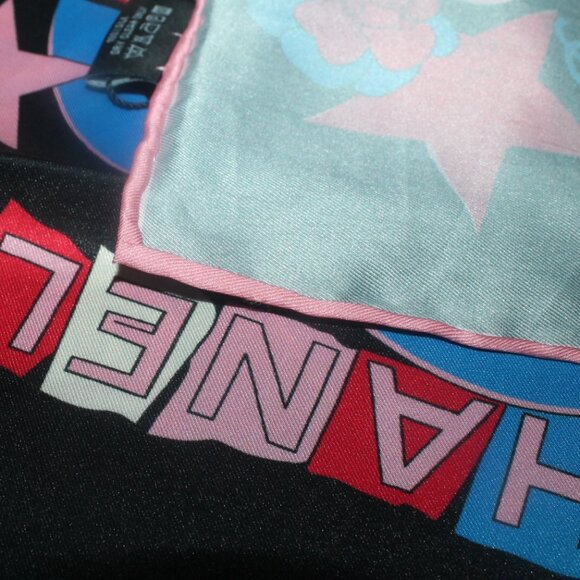 New w Tag $550 CHANEL Hand Rolled Silk Logo Scarf Beautiful! - Picture 5 of 8